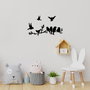 Wallity Accesorio de Pared de Metal Decorativo Bırd Communıty - 4 Piezas - Negro